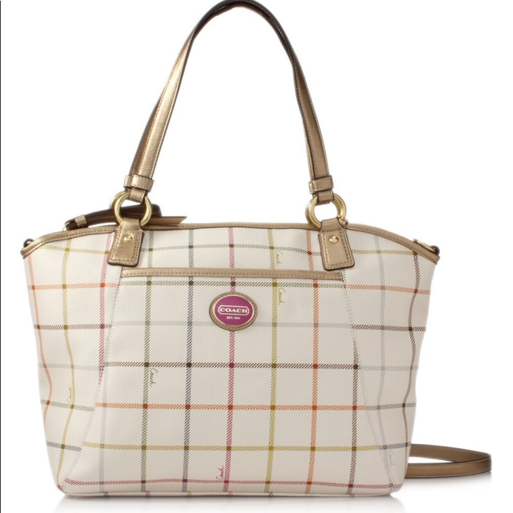 ‼️Today Special‼️Coach Plaid Peyton Tattersall Bag